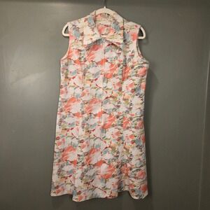 Vintage John Abbott Sleeveless Half Zip Abstract Print Dress, 42" Bust, 38" Long